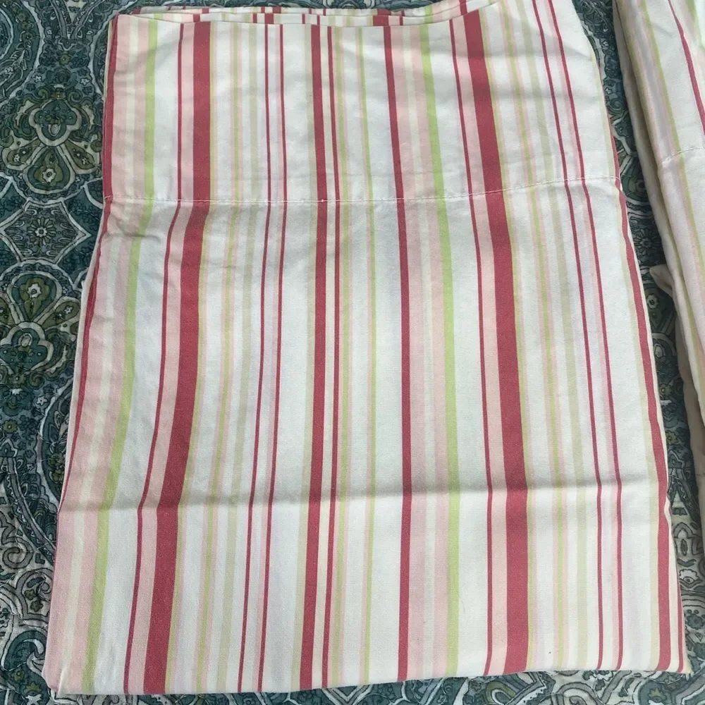 Martha Stewart Cream Pillow Shams with Pink and Green Stripe